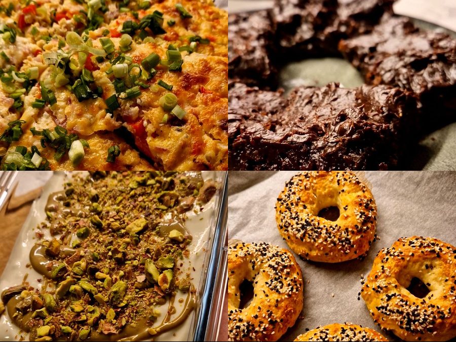 Cztery przepisy z bazy: pizza proteinowa, brownie czekoladowe, pistacjowe tiramisu i drozdzowki twarogowe
